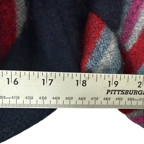 Tory Burch Sample‎ Belted Fringe-trimmed Striped Wool Coat Blue Size Small - Picture 9 of 9